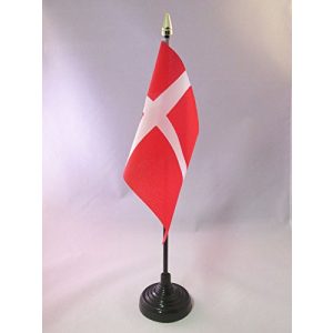 Dänemark-Flagge AZ FLAG TISCHFLAGGE 15x10cm goldene Spitze