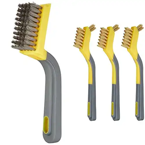 Drahtbürste Amazon Basics, breit, weicher Griff, Edelstahl, 3 Stück