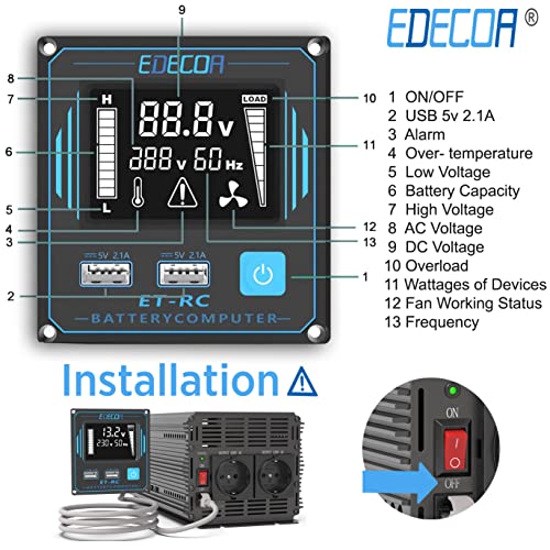 Edecoa-Spannungswandler EDECOA Wechselrichter 12v 230v