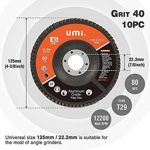 Fächerscheiben Umi Amazon Brand, 10 Stück 125 mm x 22,2 mm