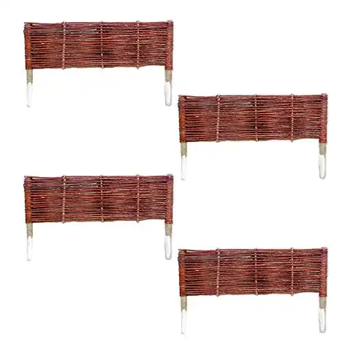 Flechtzaun UNUS Beetbegrenzung 4er Set 60x20cm aus Weide