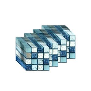 Fliesenaufkleber FBBULES 40PCS, Mosaikstil Blau 10 x 10 cm