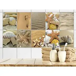 Fliesenaufkleber GRAZDesign Bad 15x20cm Strand Set 40 Stück