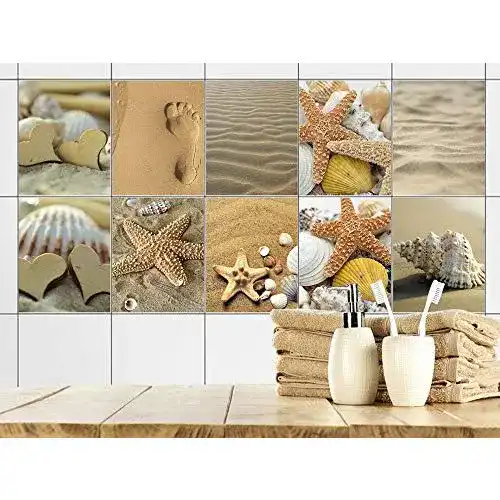 Fliesenaufkleber GRAZDesign Bad 15x20cm Strand Set 40 Stück