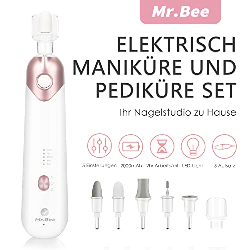 Fußpflege-Geräte Mr.Bee Maniküre Set, Pediküre Set mit LED Licht