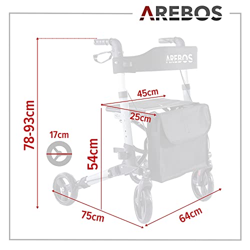 Gehhilfen Arebos Leichtgewicht Rollator, Aluminium
