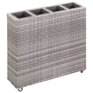 Hochbeet auf Rollen vidaXL Hochbeet mit 4 Töpfen, Poly Rattan