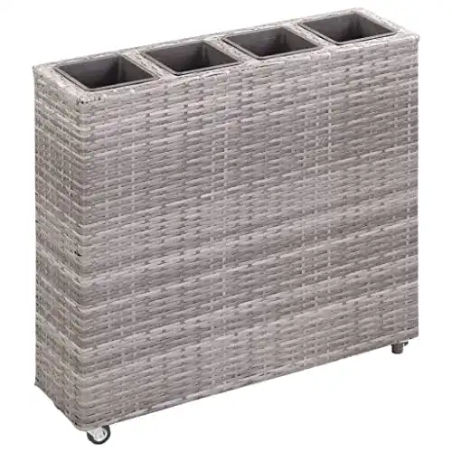 Hochbeet auf Rollen vidaXL Hochbeet mit 4 Töpfen, Poly Rattan