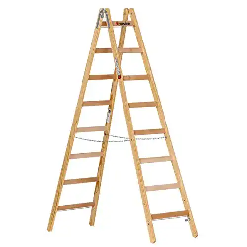 Holzstehleiter Euroline Holz-Comfort-Breit-Sprossen-Stehleiter