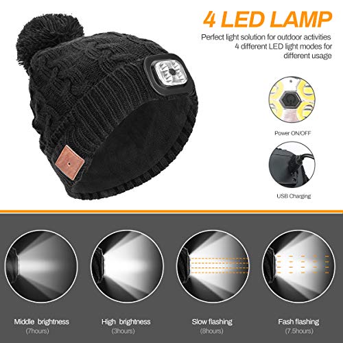 LED-Mütze Powcan Wintermütze mit Licht Wireless Bluetooth 5.0