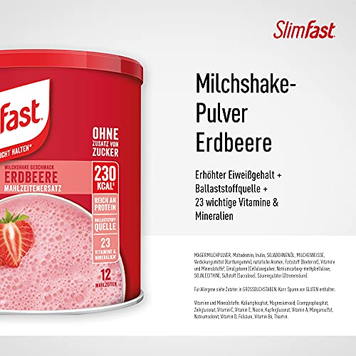 Mittel zum Abnehmen SlimFast Milchshake Pulver Erdbeere 438 g