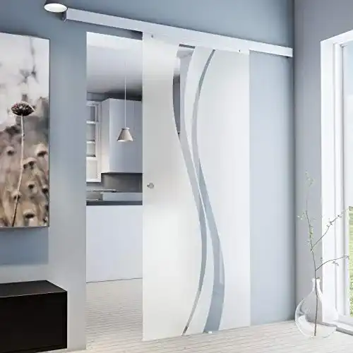 Schiebetür inova Glas- 880 x 2035 mm Wellen Design Alu