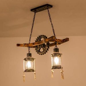 Antik-Lampe FUMIMID Holz Antik Pendelleuchte Vintage E27