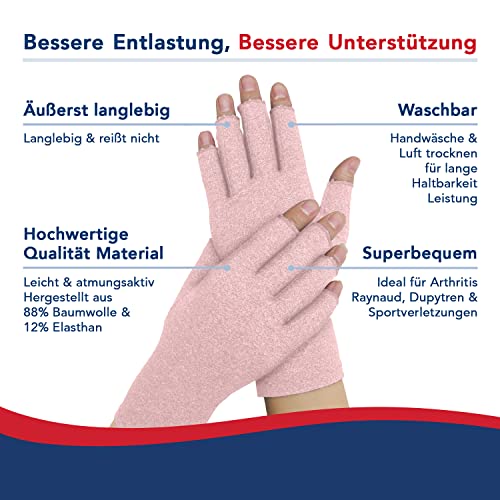 Arthrose-Handschuhe Dr. Arthritis, fingerlose Handschuhe, pink
