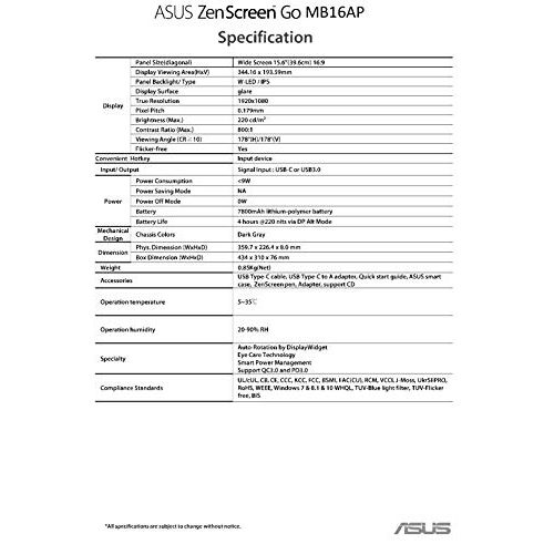 Asus-Zenscreen ASUS ZenScreen MB16AP, 15,6 Zoll tragbar