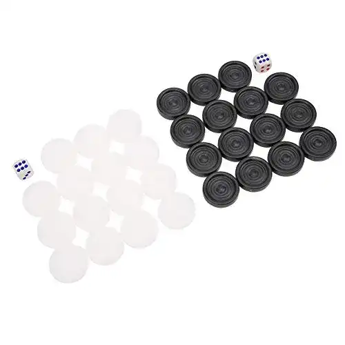 Backgammon-Steine Zerodis Kunststoff Schwarz Weiß