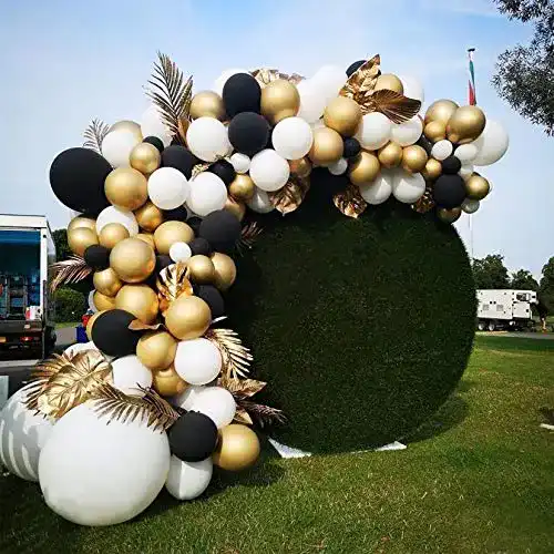 Ballonbogen Qinqi Schwarz und Gold Girlande Kit Macaron
