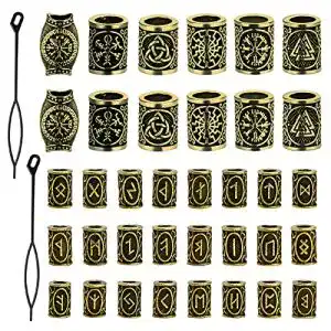 Bartperlen Cdemiy wikinger, 36 Pcs Haar Bart Perlen, Antike Rune
