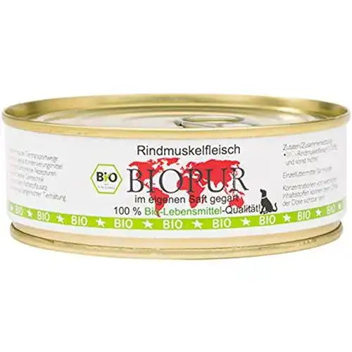 Biopur-Hundefutter BIOPUR 12er-Set Bio Rindmuskelfleisch 200g