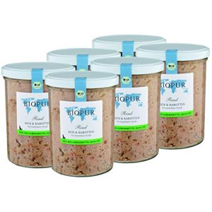 Biopur-Hundefutter BIOPUR Bio, Rind, Reis & Karotten, 6x370g