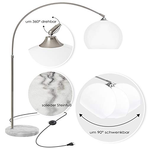 Bogenlampe KESSER ® mit standfestem Marmorfuß 146-220cm