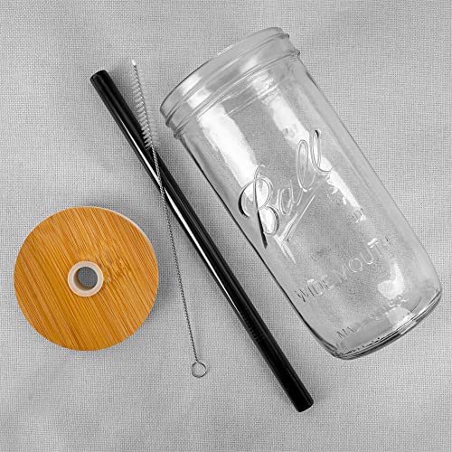 Bubble-Tea-Becher Anotion Einmachglas mit Deckel u. Strohhalm