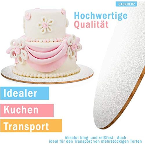Cake Board BACKHERZ © Premium Tortenunterlage rund 4er Set