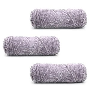 Chenille-Wolle MAXEE 3×100g Samtig Babywolle, Grauviolett