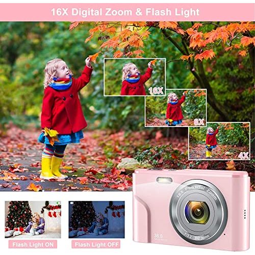 Digitalkamera pink IXNAIQY Kompaktkamera 1080P FHD 36MP