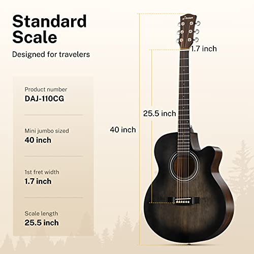 Donner-Gitarre Donner Gitarre Akustik 4/4 Mini Jumbo Cutaway