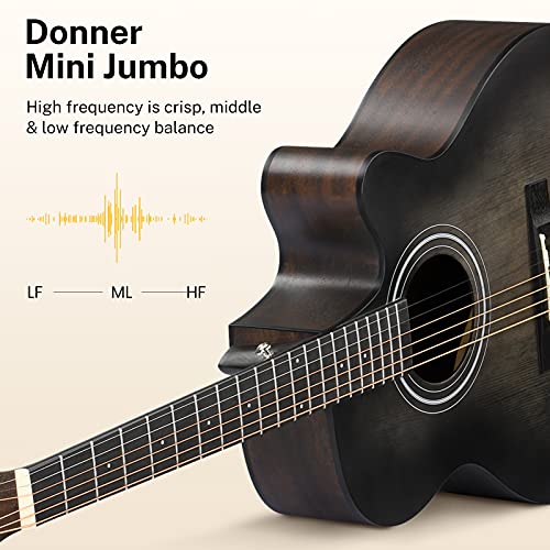 Donner-Gitarre Donner Gitarre Akustik 4/4 Mini Jumbo Cutaway