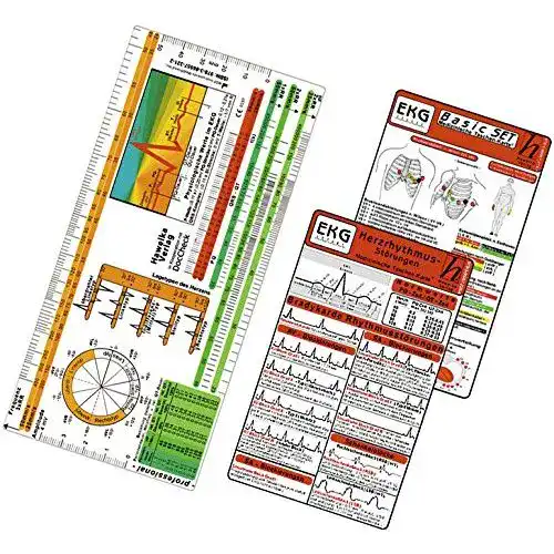 EKG Lineal – Profi-Ausgabe II Inkl. Lagetypen, Lagekreis & Periodendauer – Praktisch & Abwischbar