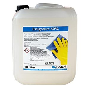 Essigsäure FABA 60% Essigessenz C2H4O2 Reiniger Entkalker 10 L