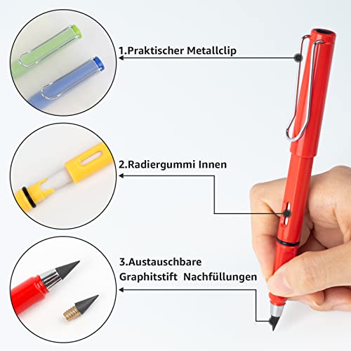 Ewiger Bleistift APOGO, 6 STK Bleistifte mit Radiergummi