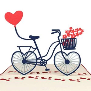 Fahrradkarte MOKIO ® Pop-Up Karte Fahrrad mit Herzen 3D