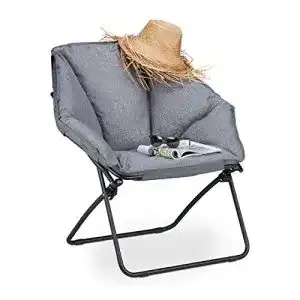Faltsessel Relaxdays , grau Moon Chair XXL, klappbar