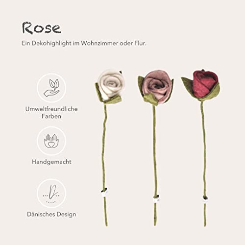 Filzblume Én Gry & Sif Kunst-Rosen im Scandi-Stil, Rose, 3X
