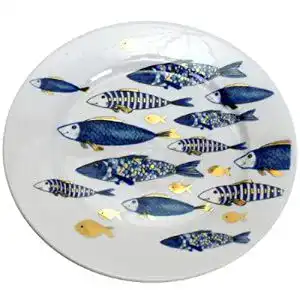 Fischteller Werner Voss Desserteller Blue Fish Fisch Blau Gold 21cm