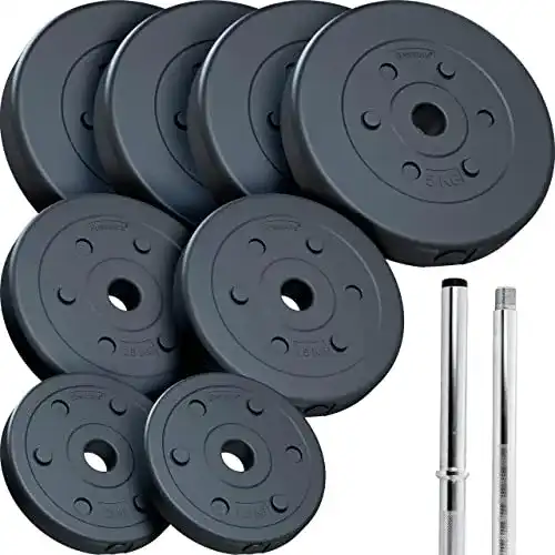 Gewichte ScSPORTS ® 27 kg Langhantel Set mit 8 Hantelscheiben