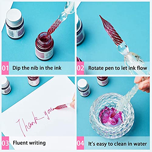 Glasfeder Aokuy Glasstifte-Set kalligraphie, Kalligraphie Dip Pens