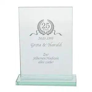 Glaspokal 4youDesign Personalisiert, Silberne Hochzeit