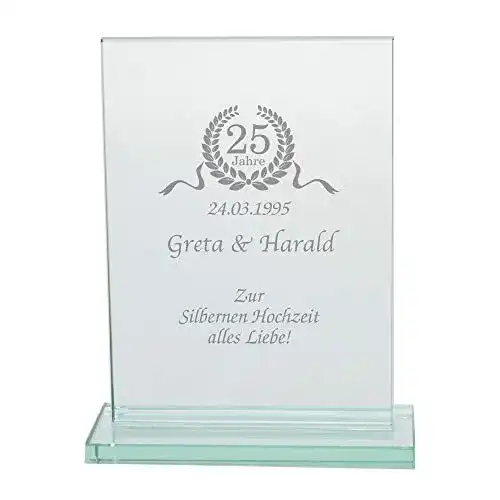 Glaspokal 4youDesign Personalisiert, Silberne Hochzeit