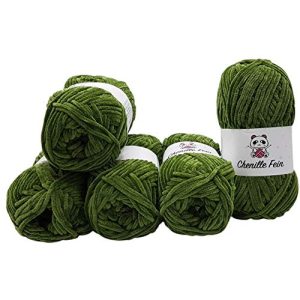 Grüne Wolle Ilkadim 5 x 100 Gramm Chenille Fine, Babywolle