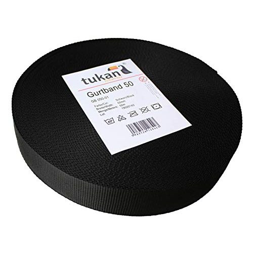 Gurtband tukan-tex Polypropylene schwarz 50mm breit, 50 m