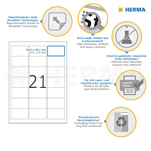 Herma-Etiketten HERMA 5074 Adressaufkleber DIN A4 ablösbar