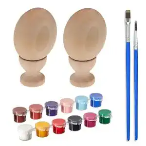 Holzeier AUCHOICE Ostern Holz Ostereier Deko Kit mit 2 Stück