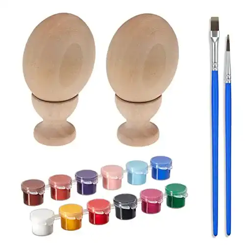 Holzeier AUCHOICE Ostern Holz Ostereier Deko Kit mit 2 Stück