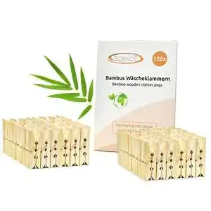 Holzklammern ECENCE Wäscheklammern Bambus-Holz, 120 Stck.