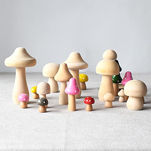 Holzpilze Cheriswelry Pilz-Set aus Holz, 23 unlackierte Pilz-Figuren