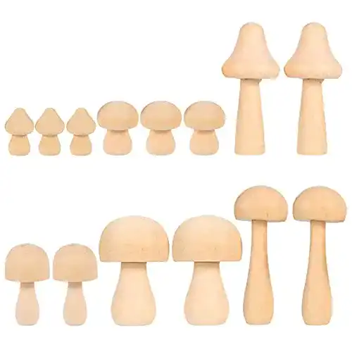 Holzpilze lankai 14 Stück, Holz Pilz Set, blank